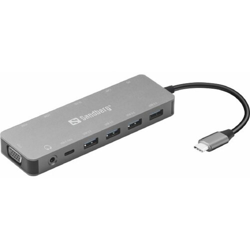 Sandberg 136-45 USB Hub 13 porta, USB-C, Sivi Slike