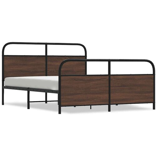VidaXL Metalni okvir kreveta bez madraca smeđa boja hrasta 160x200 cm Slike