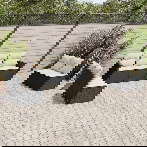 vidaXL 7-dijelni set vrtnih sofa od poliratana s jastucima crni Cijene