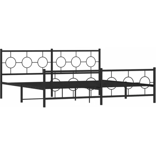 vidaXL Kovinski posteljni okvir z vzglavjem in vznožjem črn 200x200 cm, (21081637)