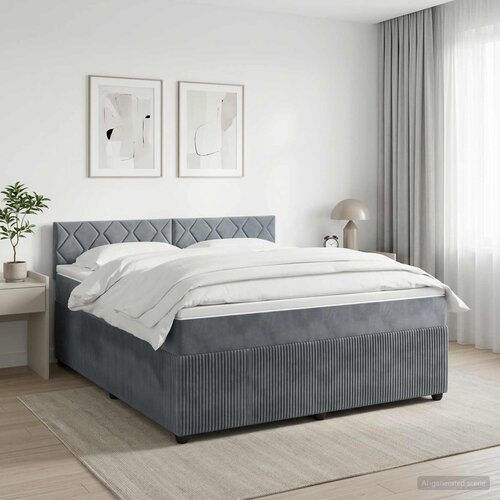  Boxspring krevet s madracem Tamnosiva 140 x 190 cm Baršun 144 x 190 x 100.5 cm Cene