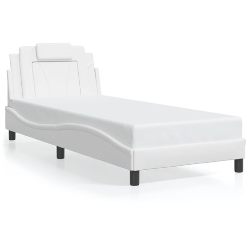Maison Chic Posteljni okvir - Enojna postelja - Postelja za odrasle z vzglavjem bel 80x200 cm umetno usnje-J9323, (21771923) Cene