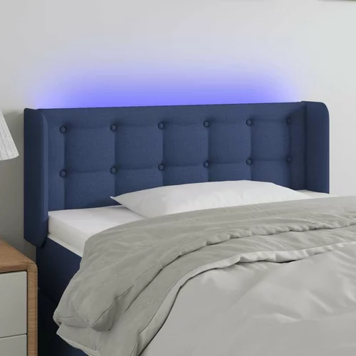  LED posteljno vzglavje modro 93x16x78/88 cm blago, (20952046)