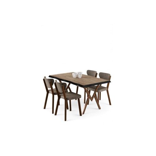 Hanah home Set trpezarijskog stola i stolica (5 delova) Akort Atlantic Pine Cappuccino Cene