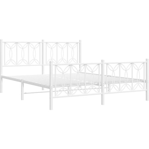 vidaXL Kovinski posteljni okvir z vzglavjem in vznožjem bel 160x200 cm, (21251340) Cene
