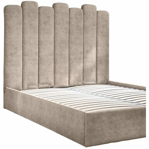 Miuform Bež tapecirani bračni krevet s prostorom za pohranu s podnicom 180x200 cm Dreamy Aurora -