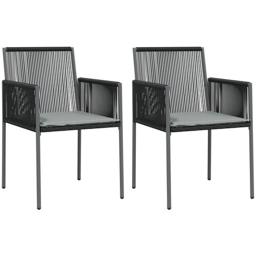 Maison Chic Vrtni stoli - Stol za vrt z blazinami 2 kosa črni 54x60,5x83,5 cm poli ratan JS2123, (21877003) Slike