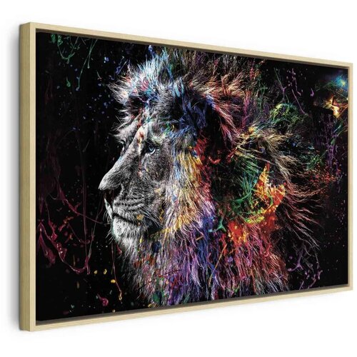  Slika - Crazy Lion (1 Part) Wide 90x60 U prirodnom drvenom okviru Cene