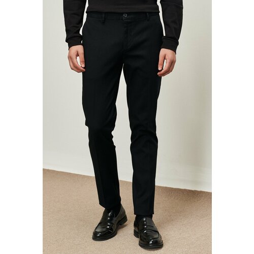 ALTINYILDIZ CLASSICS Men's Black Slim Fit Narrow Cut Dobby Flexible Casual Trousers Slike