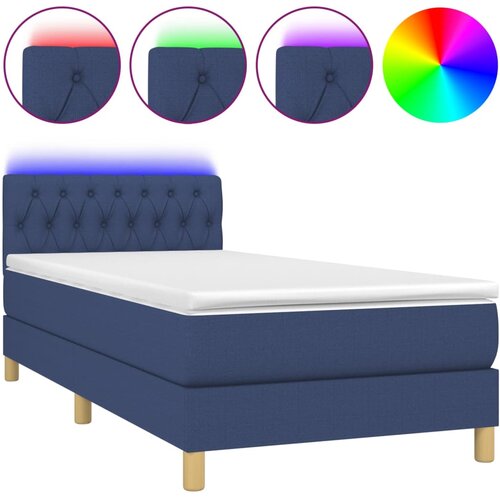 Maison Chic Box spring postelja - Vzmetna postelja z vzmetnico LED modra 90x200 cm blago SL8832, (21900985) Cene