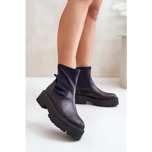Zazoo 2947 Slip-On Women's Boots Made of Natural Leather Black Cene