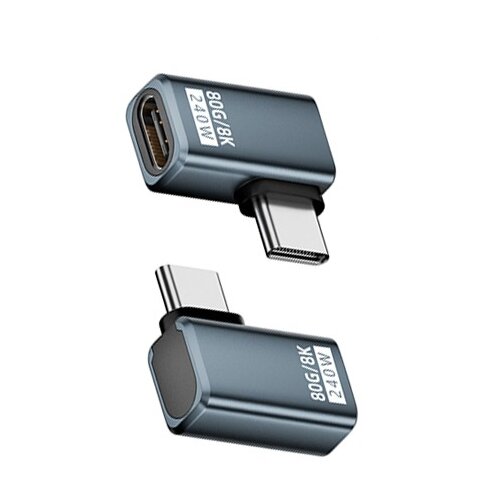 INF 240W 80Gbps USB-C ženski na USB-C moški adapter s stranskim upogibom - 2 kosa Grey, (5000291395) Cene