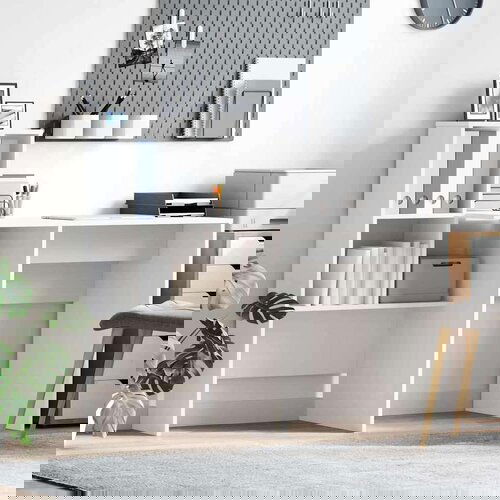 VidaXL Stol s policom Bijelo 131.5 x 50 x 106.5 cm Konstruirano drvo Slike