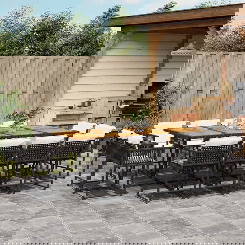 VidaXL 13-dijelni vrtni blagovaonski set s jastucima poliratan crni Slike