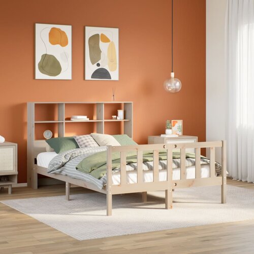 vidaXL Posteljni okvir brez vzmetnice 135x190 cm trdna borovina Cene