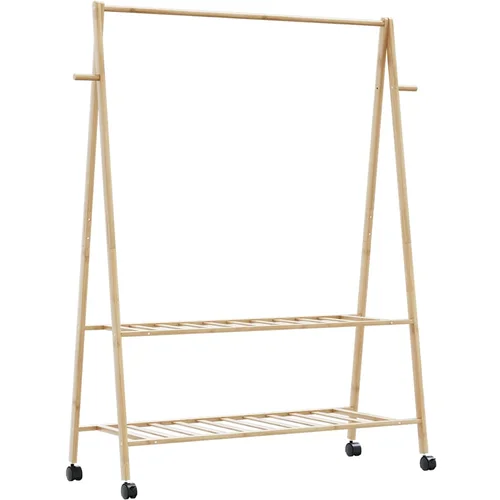vidaXL Stalak za odjeću s policama i kotačima 132x45,5x155,5cm bambusa