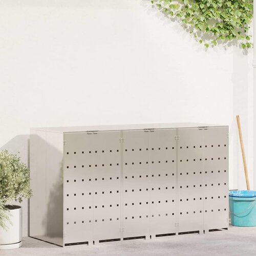 VidaXL Skladi&amp;scaron;tenje kanti za 3 kante Srebrno 340 x 77.5 x 115.5 cm Slike