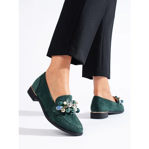 SHELOVET Green women's lords with crystals