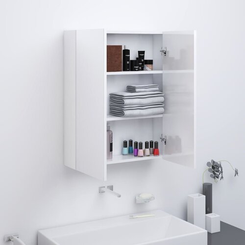 vidaXL Kopalniška omarica z ogledalom 60x15x75 cm MDF sijoče bela Cene