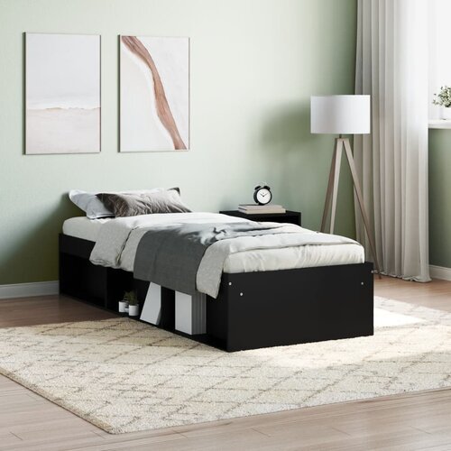 VidaXL Okvir kreveta crni 75 x 190 cm mali za jednu osobu Slike