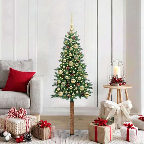 vidaXL Ožja jelka med 150 LED Zelena 150 cm PVC in trden bor Cene