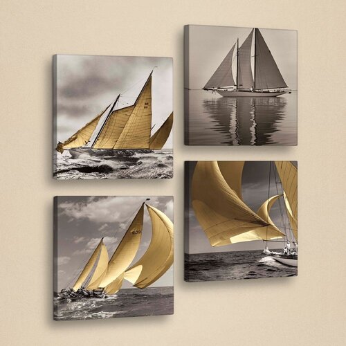 Evila Originals Dekorativna večdelna slika Boats, 33 x 33 cm Cene