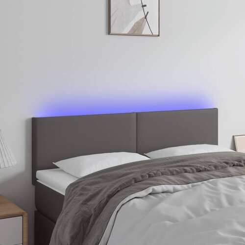 vidaXL LED posteljno vzglavje sivo 144x5x78/88 cm umetno usnje Cene