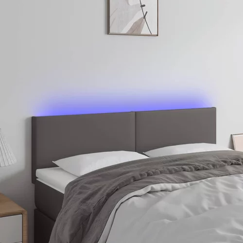vidaXL LED posteljno vzglavje sivo 144x5x78/88 cm umetno usnje