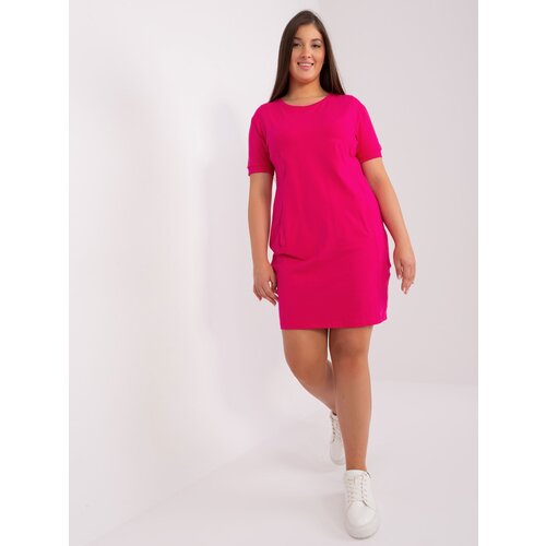 Fashion Hunters Cotton dress fuchsia basic plus sizes Slike
