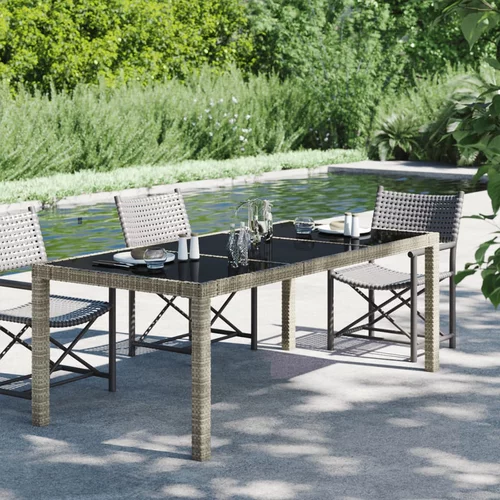  Vrtni stol sivi 190x90x75 cm od kaljenog stakla i poliratana