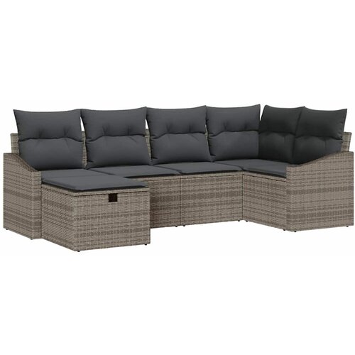 vidaXL Vrtna sedežna garnitura 6 pcs Siva 55 x 62 x 69 cm Poly ratan, (5000020592) Cene