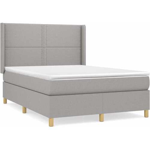  Krevet s oprugama i madracem svjetlosivi 140x190 cm od tkanine Slike