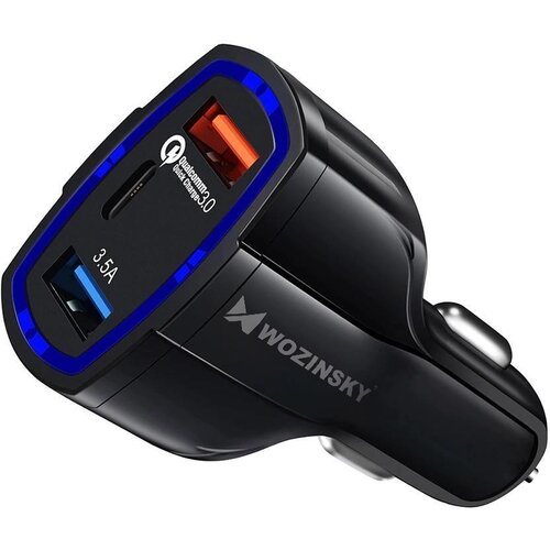 Wozinsky auto punjač quick charge 3.0 / 2 x usb + usb type-c izlazi 7A Cijene