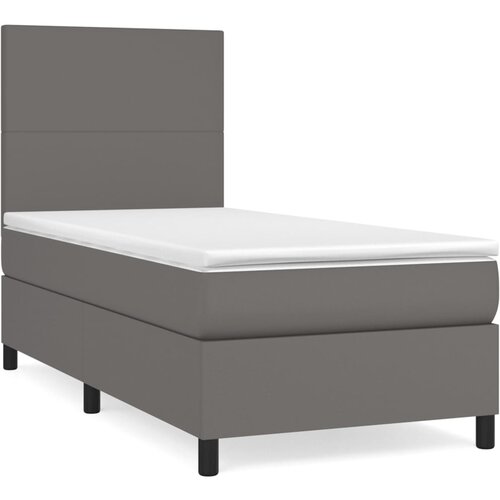 Maison Chic Box spring postelja - Vzmetna postelja z vzmetnico siv 90x190 cm umetno usnje SL7043, (21900033) Slike
