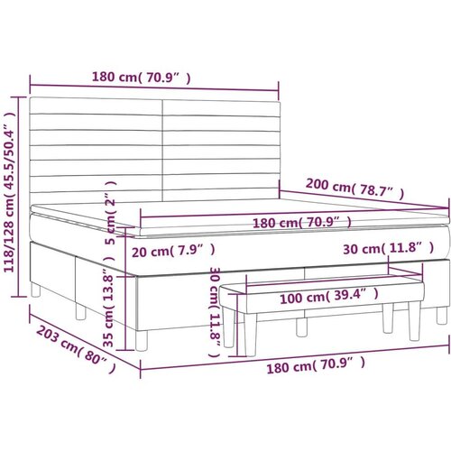 VidaXL Krevet s oprugama i madracem crni 180x200 cm od tkanine Slike