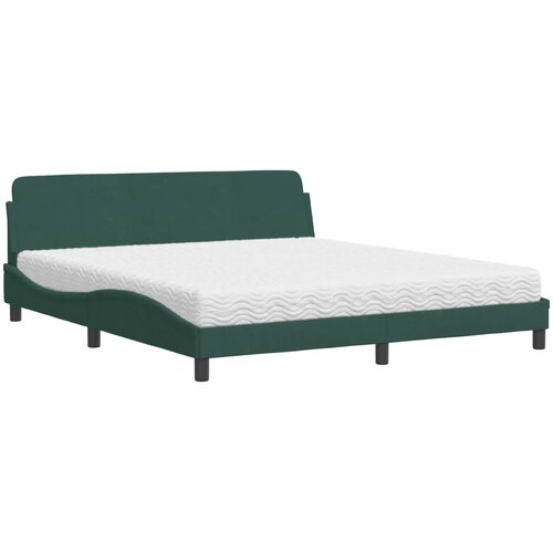 VidaXL Postelja z vzmetnico temno zelena 180x200 cm žamet, (21216158) Slike