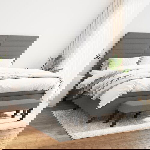 VidaXL Box spring posteljni z vzmetnico temno siv 140x190 cm blago Slike