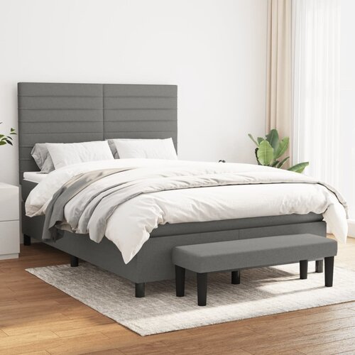 VidaXL Krevet s oprugama i madracem tamnosivi 140x190 cm od tkanine Slike