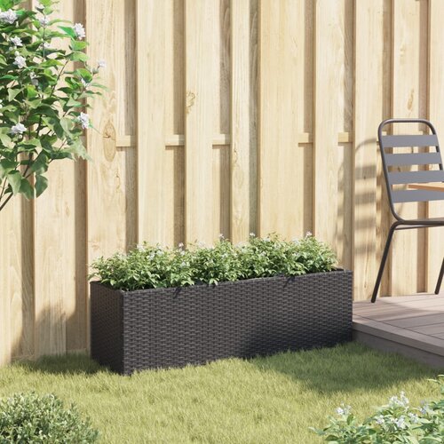  Vrtna sadilica s 3 posude crna 105 x 30 x 32 cm od poliratana Slike