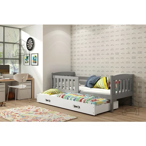 BMS Group Otroška postelja Kubus z dodatnim ležiščem - 90x200 cm - grafit/roza