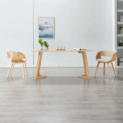  Jedilni stoli 2 kosa krem ukrivljen les in umetno usnje, (20699995)