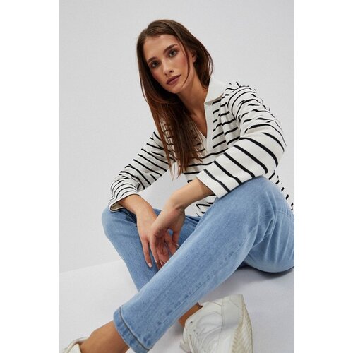 Moodo WOMEN'S SWEATSHIRT L-BL-4011 OFF WHITE_BLACK Cene