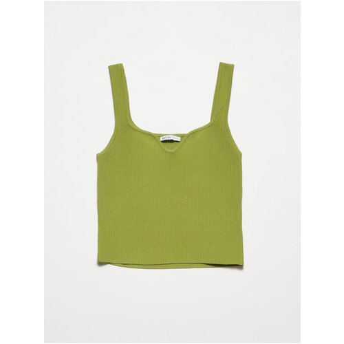 Dilvin 10384 Square Neck Decollete Knitwear Undershirt-Green Slike