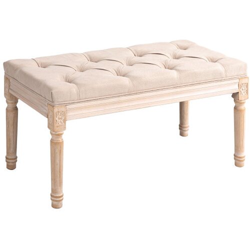 Nesta Vintage oblazinjena klop, bež, lanen videz, gumbi, nosilnost 120 kg, 80&times;40&times;43 cm, za hodnik in dnevno sobo, (5000493311) Cene
