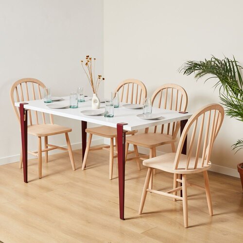 Woody Fashion trpezarijski sto pineios white burgundy Cene