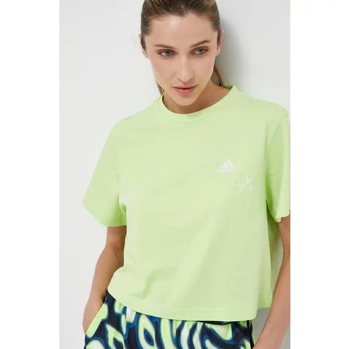 Adidas Bombažna kratka majica zelena barva