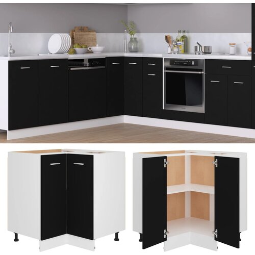 vidaXL Kutni donji ormarić crni 75,5 x 75,5 x 80,5 cm od iverice Cijene