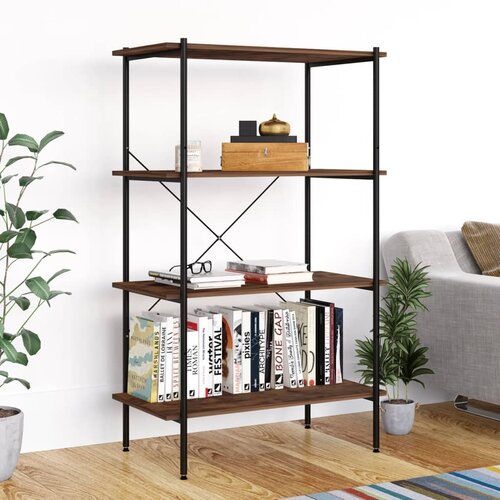 The Living Store 4-nadstropni regal s policami črn in naraven 80x40x130 cm - Regalna Enota, (21503941) Slike