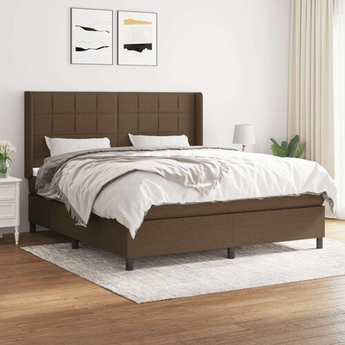  Box spring postelja z vzmetnico temno rjava 180x200 cm blago, (20899461) Slike