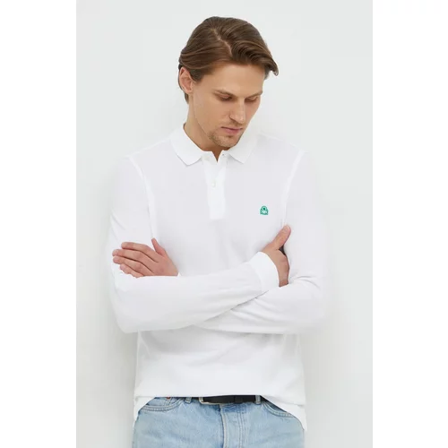United Colors Of Benetton Bombažna majica z dolgimi rokavi bela barva